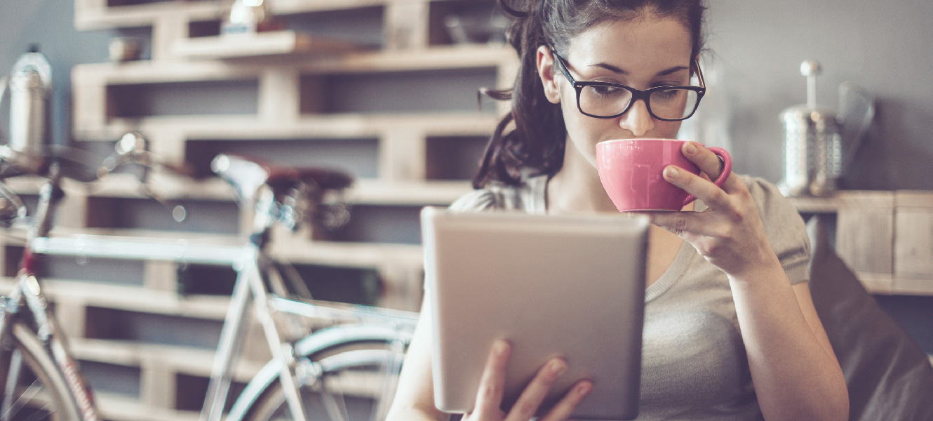 Image of a lady drinking coffee