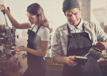 Image of workers in a coffee shop