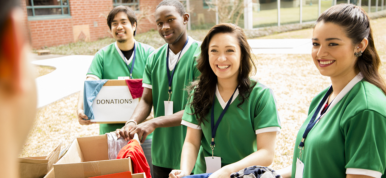 Group of people volunteering in the community.