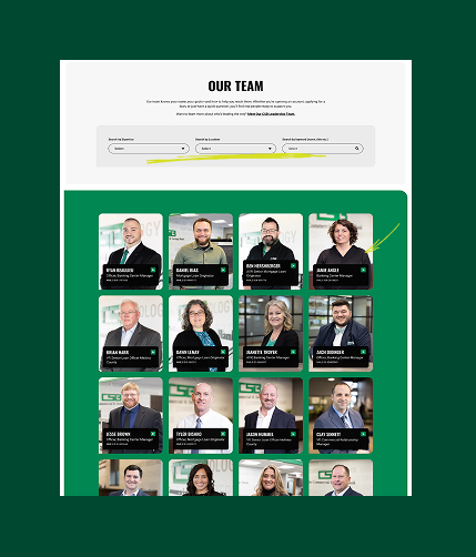 team page screenshot